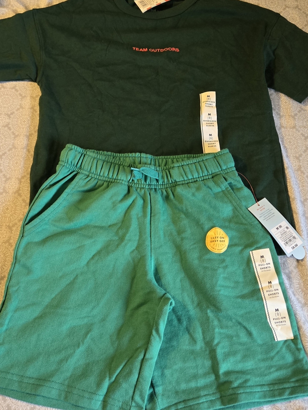 Medium Cat & Jack Green Teal Kids T-Shirt and Shorts Set